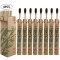 8pcs black bamboo toothbrush in their eco-friendly and biodegradable packaging