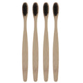 4 of the Black bamboo toothbrushes positioned vertically facing forward, with a white background.