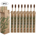 8pcs coffee bamboo toothbrush in their eco-friendly and biodegradable packaging